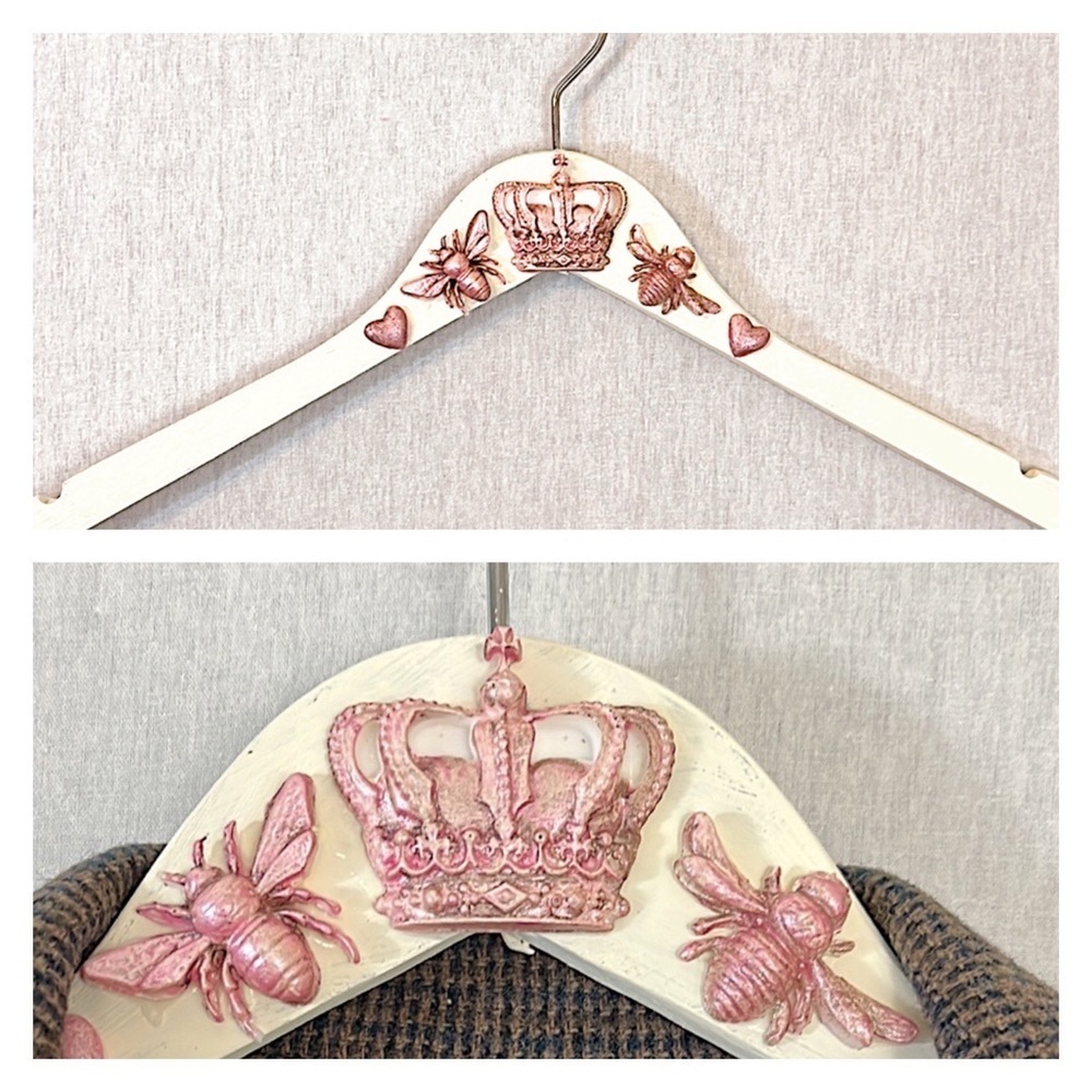 Hand-crafted Pink White Queen Bee hanger OOAK